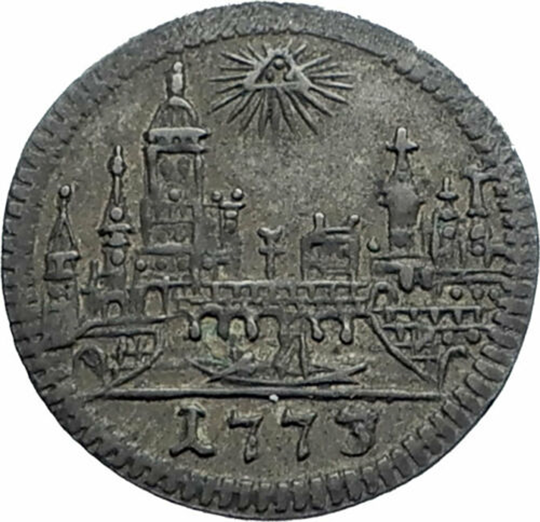 One kreuzer coin from 1773. Frankfurt am Main.