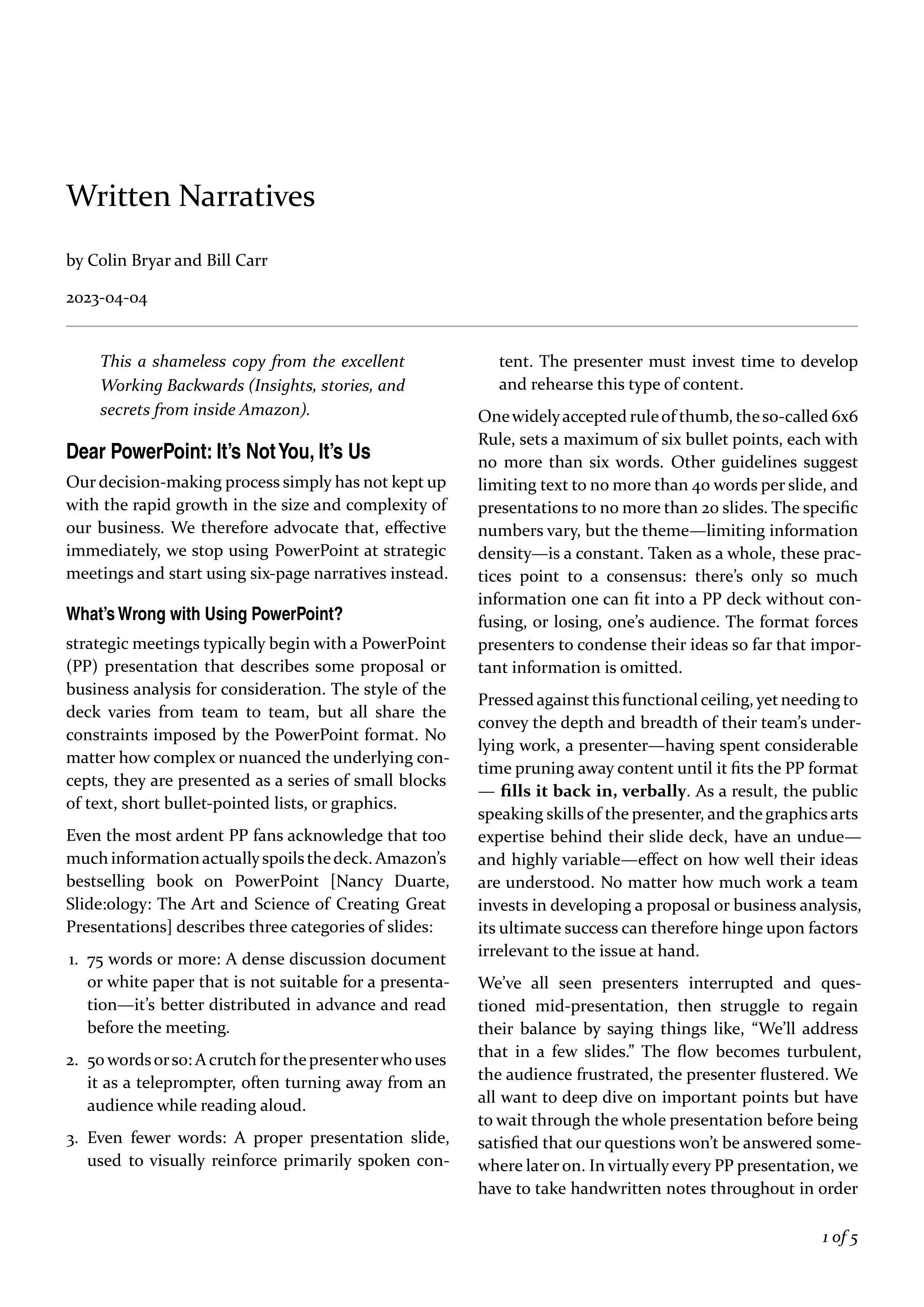 First page of the generated document.